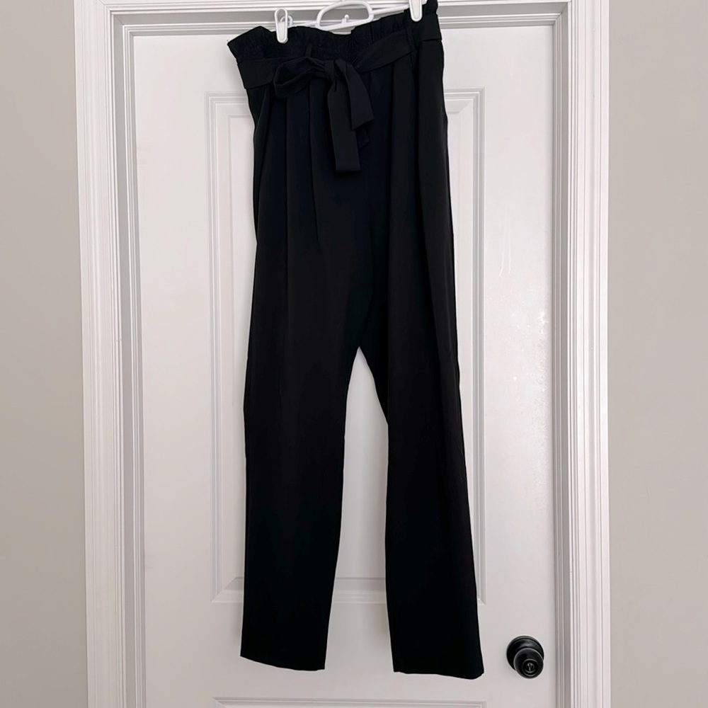 Apricot slim paper bag dress pants